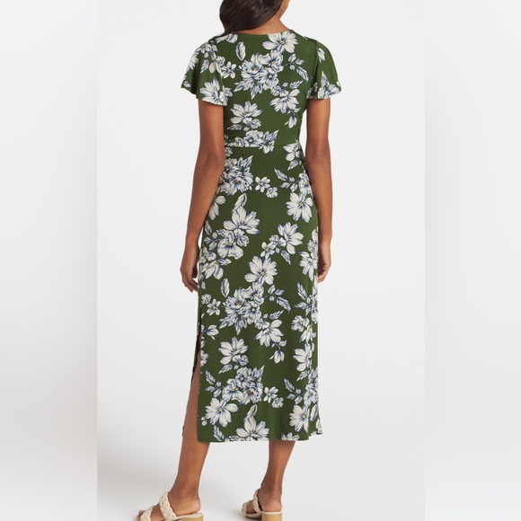 Fortune + Ivy green flower maxi dress size L - Picture 2 of 2